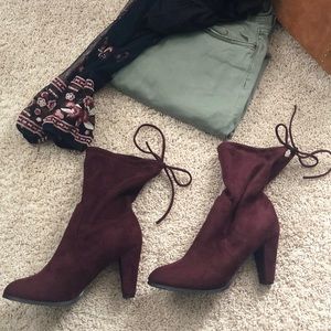 Velvet Maroon Heeled Booties /Catherine Malandrino